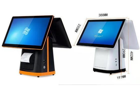উচ্চ উজ্জ্বলতা 300cdm2 15.6 ইঞ্চি ডুয়াল স্ক্রিন POS মেশিন খুচরা দোকান এবং রেস্টুরেন্টের জন্য